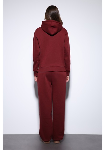 Antioch Kapüşonlu Basic Kadın Sweatshirt Bordo