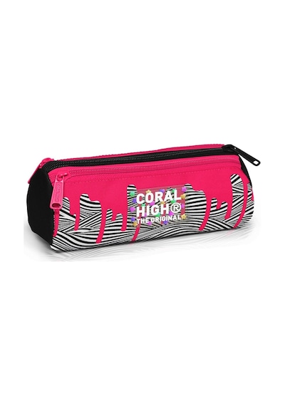 Coral High Kırmızı/siyah Kız Çocuk Boya Desenli Okul Kalem Çantası - Üç Bölmeli Çok Renkli