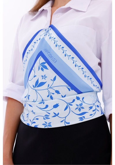 Akdeniz Dalları Model Fular Bandana Şal Estascarf 70x70 Cm Renkli