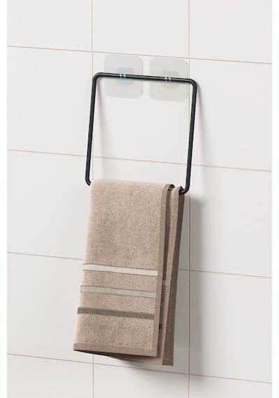 Zabata Yapışkanlı Havluluk Siyah Havlu Askısı Metal Havlu Tutacağı Banyo Mutfak Havluluğu Minimal Siyah
