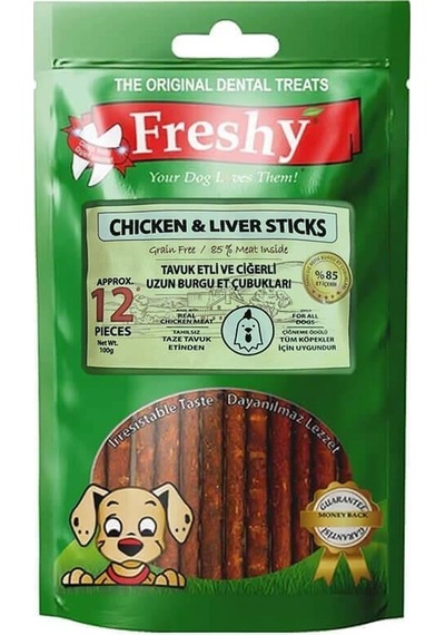 Freshy Chicken & Liver Sticks Tavuk Etli Ciğerli Burgu Çubukları 100 G