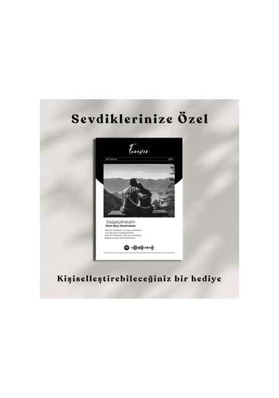 Kişiye Özel Spotify Şarkı Sözü Ve Barkodlu Çerçeveli Poster - Anlamlı Ve Unutulmaz Hediye - 673996317