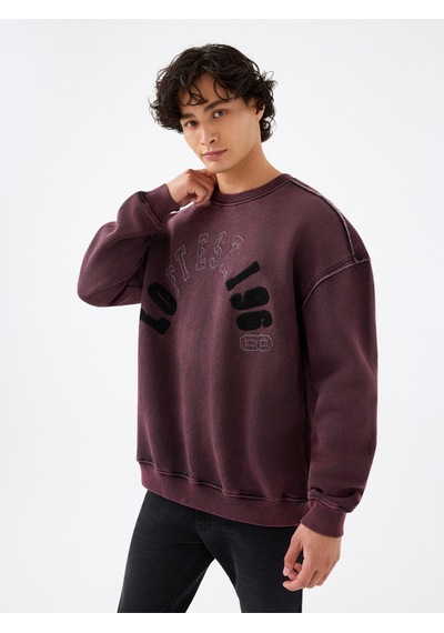 Oversize Fit Erkek Sweatshirt Burgundy