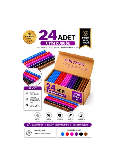 Midex Orf-bt-25-12x Örf Aletleri Seti Ritim Çubuğu Paketi 25 Cm Karbon Fiber Toptan Paket-1 12 Çift