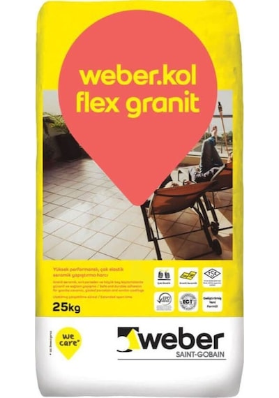 Weber Kol Flex Granit Yapıştırıcı Gri 25 KG C2 Te  S1