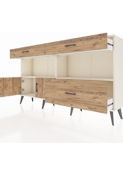 Arges Konsol 2 Raflı 3 Çekmeceli 2 Kapaklı 176x30x99 Aytaşı-çam Aytaşı-çam