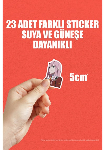 Darling İn The Franxx Anime Telefon Laptop Bullet Journal Yapışkanlı Folyo Sticker Paketi 23 Adet Çok Renkli