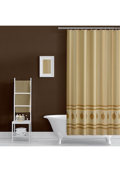 Banyo Perdesi 2 x 110 x 200 Çift Kanat Duş Perdesi Halkalı Duşakabin Perdesi 5030 Kahverengi