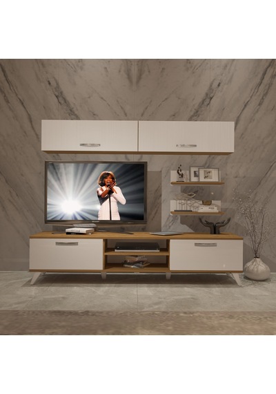 Decoraktiv Eko 5 Mdf Dvd Retro Tv Ünitesi Tv Sehpası Pera - Beyaz
