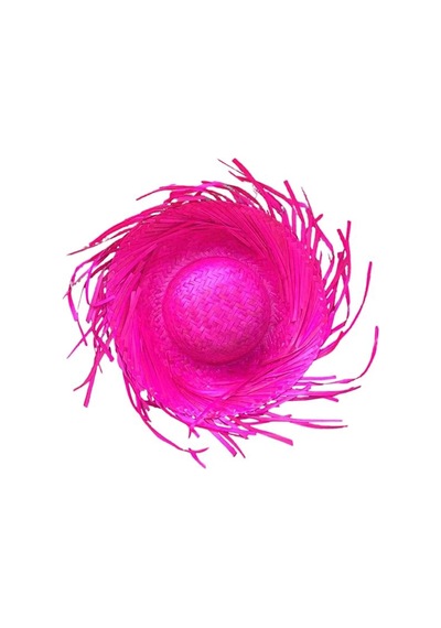 Tropikal Parti Pembe Fuşya Hasır Hawaii Şapkası 13x36 Cm Standart