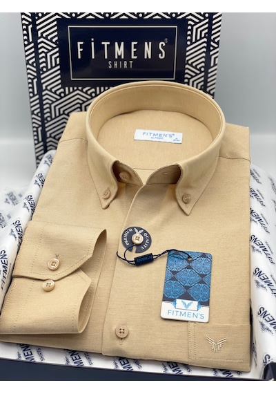 Klasik Uzun Kol Pamuklu Yaka Düğmeli Hediye Kutulu Kolay Ütülenebilir Erkek Gömlek Fs-003897 - Camel-3370 Klasik Uzun Kol Pamuklu Yaka Düğmeli Hediye Kutulu Kolay Ütülenebilir Erkek Gömlek Fs-003897 - Camel-3370