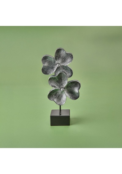 Deco Yonca Dekor - Gümüş / Siyah - 30 Cm