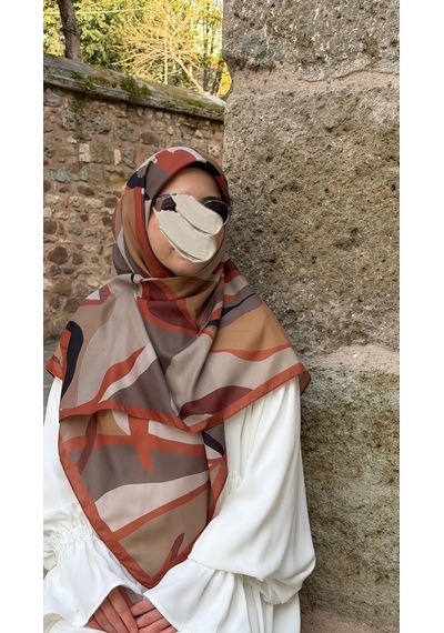 Qalortex Scarf Pamuklu Soft Rânâ Desen Eşarp-taba