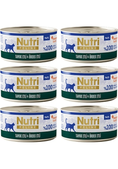 Nutri Feline Adult Pate 70gr Tavuk Etli & Ördekli 6 Adet Yaş Yetişkin Kedi Maması