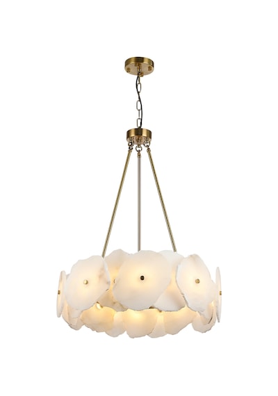 Harlow 60'lık Gold Mermer Taşlı Traverten Model Ledli Avize Gold