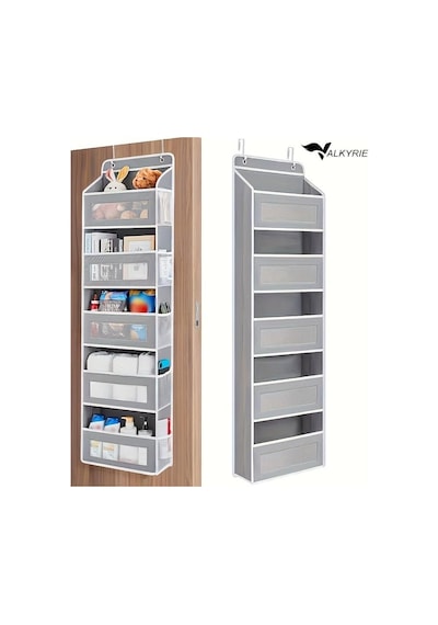 Valkyrie Kapı Arkası Organizer 5 Cepli Askılı Dolap Düzenleyici Çok Amaçlı Kapı Arkası Raf 20kg Taşıma Gri Gri