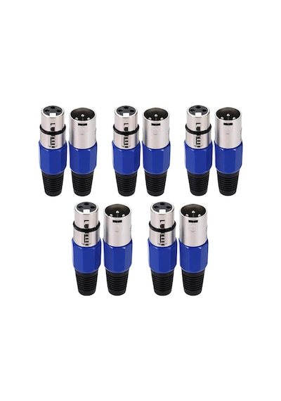 10 Adet - 3 Pin Xlr Konektörü 5 Adet Dişi + 5 Adet Erkek Mikrofon Jackı - Mikrofon Ses Jakı