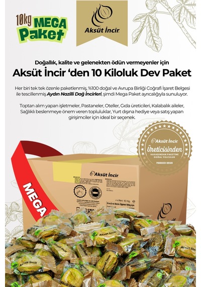 Üreticisinden Jumbo Boy Hijyenik Tek Tek Paketli Aydın İnciri Ab Coğrafi İşaretli 10kg Mega Paket
