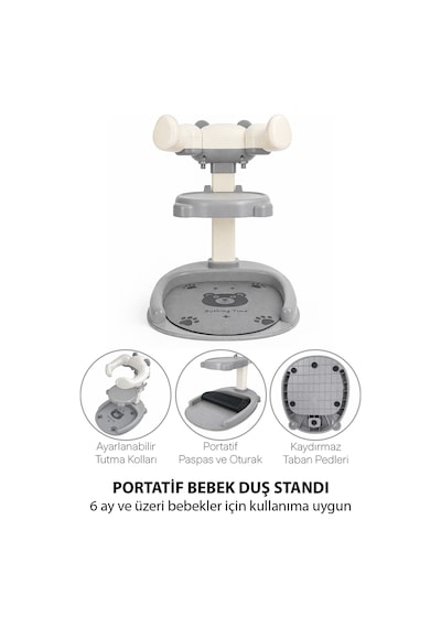 Portatif Bebek Duş Standı Ayarlanabilir Konforlu Ve Güvenli Banyo Desteği Ve Banyo Oturak