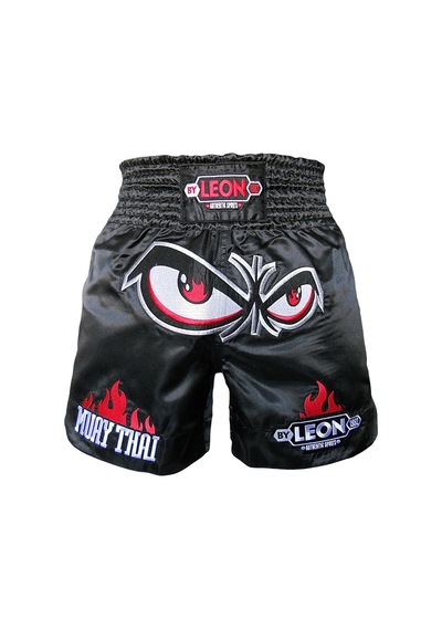 Kogam Leon No Fear Nakışlı Profesyonel Muay Thai Ve Kick Boks Şortu Siy