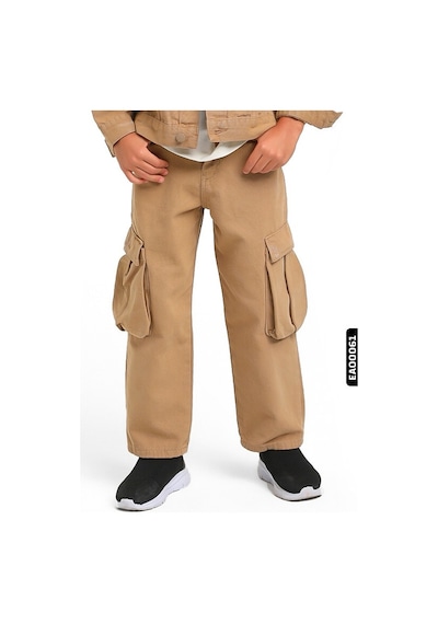 Xo Kids Oversize Fermuarlı Kargo Çift Cepli Geniş Paçalı Erkek Çocuk Pantolon 5-14 Yaş 2421