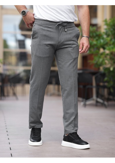 Slim Fit Likralı Jogger Pantolon Orta Gri