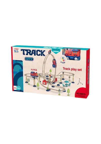 Track City Tren Seti 75 Parça Looping Raylı Oyuncak Tren, Köprü Ve Aksesuarları İle Eğitici Set, 3+ Yaş