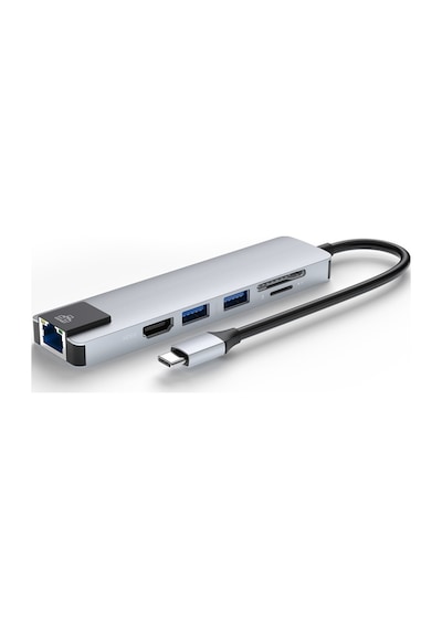 Smartgift 6 Port USB Hub Type-C Ethernet/HDMI USB 3.0 Çoklayıcı Adaptör