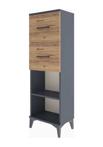 Arges Dolap Tek Raflı 2 Çekmeceli 44x30x134 Antrasit-çam Antrasit