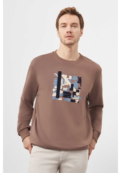 Morven Erkek Kahve Trend Bisiklet Yaka Sweat-shirt 25ks063007400 Kahve Kahve Kahverengi