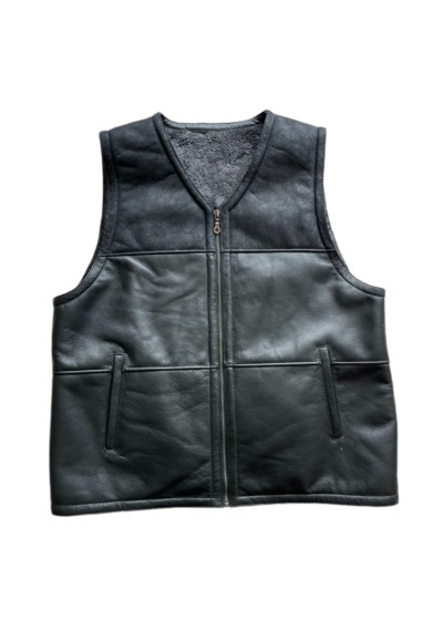 Ln Leather Erkek Deri Yelek İçi Kürk-dışı Süet Deri Klasik Yelek Siyah Xl