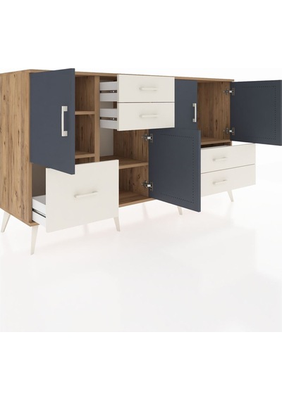 Hyperion Konsol 4 Raflı 5 Çekmeceli 4 Kapaklı 176x44x99 Çam-antra Çam-antrasit/aytaşı Hyperion Konsol 4 Raflı 5 Çekmeceli 4 Kapaklı 176x44x99 Çam-antra Çam-antrasit/aytaşı