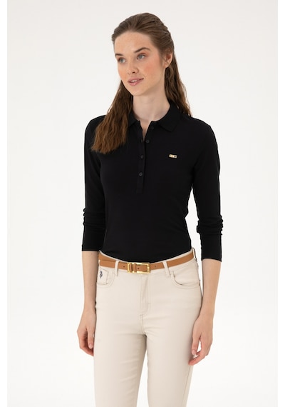 U.S. Polo Assn. Kadın Siyah Basic Polo Yaka Sweatshırt 50313593-VR046