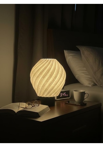 Designobee Lalezar Mermer Görünümlü Lamba- Modern Masa Ve Gece Lambası Ambiyans Lambası, Dekoratif Led Abajur,