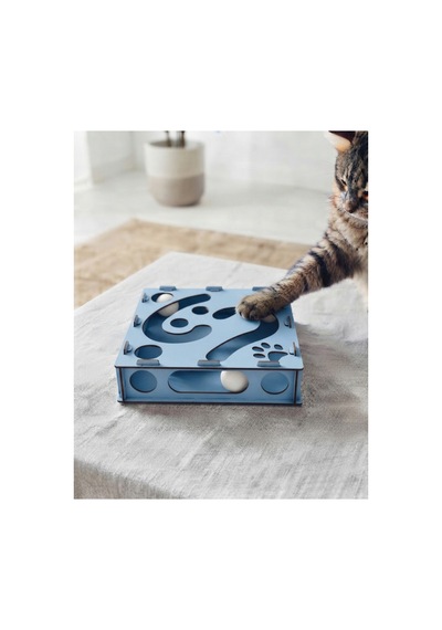 Ahşap Ve Toplu Kedi Oyuncağı Mavi