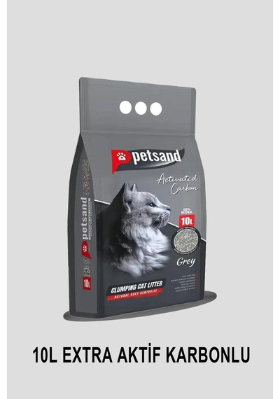 Ekstra Aktif Karbonlu Topaklaşan Bentonit Gri Kedi Kumu 10l