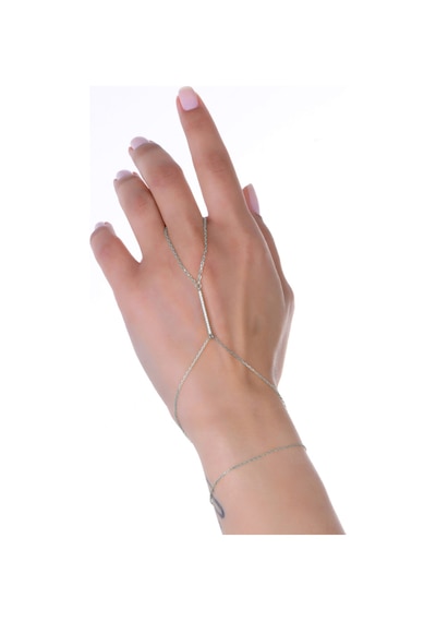 Gümüş Rodyumlu Zirkon Taşlı Moderm Bar Çubuk Şahmeran Barcode Beyaz - Rose Gold