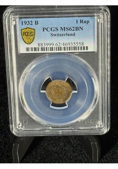 Pcgs Ms62bn 1932 B İsviçre 1rap Sertifikalı Nfc Çipli Özel Koleksiyon Parası