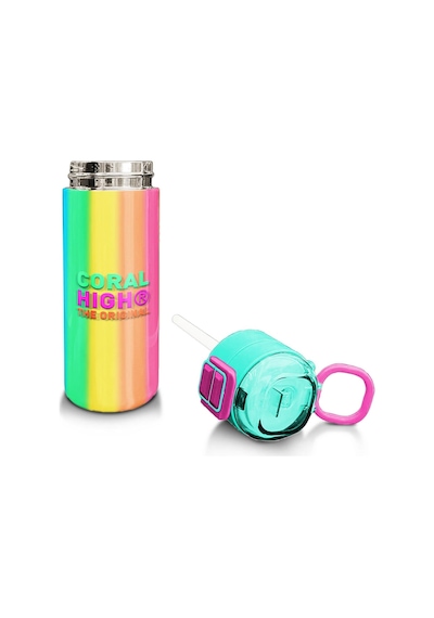 Coral High Kids Renkli Çizgili Desenli Pipetli Ve Direkt İçim Çelik Termos 500 Ml 31873 Çok Renkli