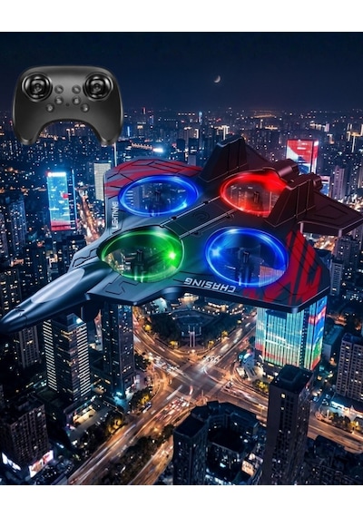 Led Işıklı Oyuncak Drone Fighter Jet Tasarımlı Uzaktan Kumandalı Uçak - Lisinya