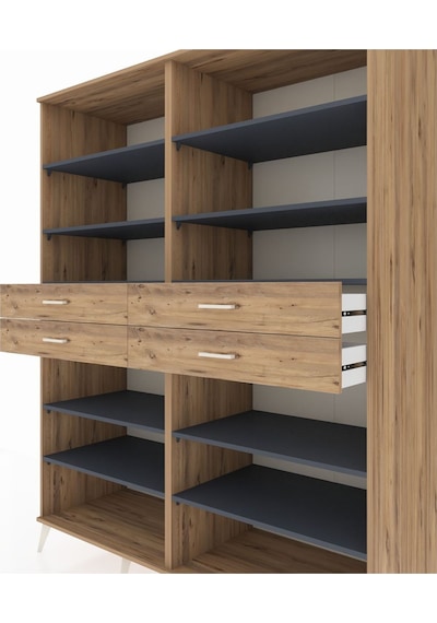Kronos Gardrop 10 Raflı 4 Çekmeceli 176x59x221 Çam-antrasit/çam Antrasit/çam Kronos Gardrop 10 Raflı 4 Çekmeceli 176x59x221 Çam-antrasit/çam Antrasit/çam
