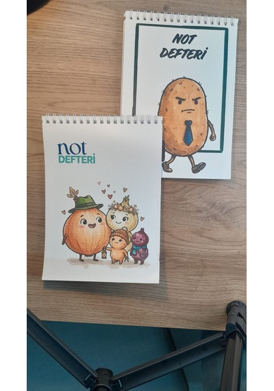 A5 Not Defteri Renkli Patates Kafa Kapak Çizgisiz Defter 50 Yaprak 2'li Set Çok Renkli