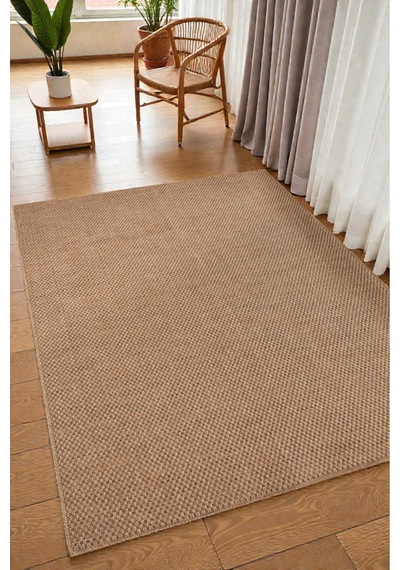 Doğal Jüt Görünümlü Düz Dokuma Kilim Minimal & Zamansız Tasarım Bej Bej