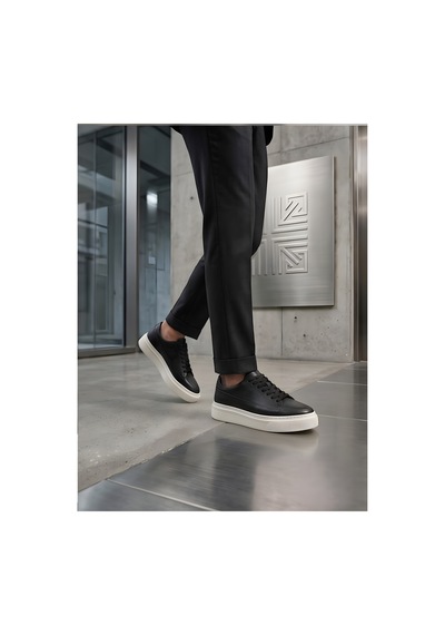 Crc Ayakkabı Orijinal Keçi Derisi Hakiki Deri Erkek Comfort Günlük Ayakkabı Sneaker Siyah