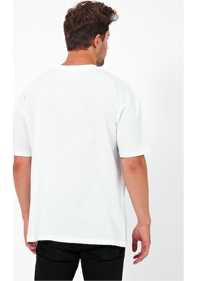 Urbantrendstore Left Unisex Sade Basic Yazlık Beyaz Tshirt Oversize Fit Rahat Geniş Salaş T-shirt Günlük Tişört