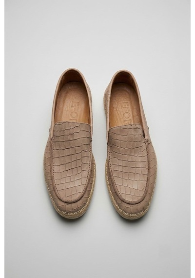 Bej Deri Loafer Ayakkabı 6156