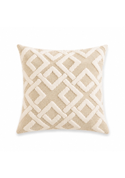 Maze 43x43 Cm Dekoratif Kırlent Kılıfı Geometrik Dokulu Modern Koltuk Yastık Kılıfı Bej
