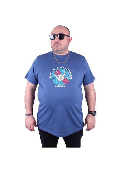Moc Grande Mocgrande Büyük Beden Erkek Sıfır Yaka Tişört Summer 23119 Indıgo İndigo