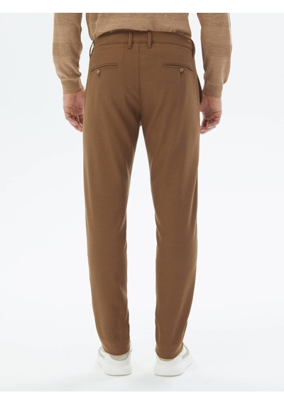 Kip Kahverengi Dokuma Slim Fit Casual Pantolon Kahverengi