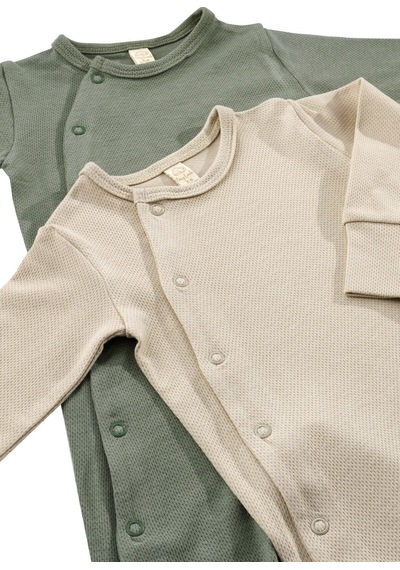 Tinylamb Zeze Unisex 2 Parça Organik Pamuk Bebek Ve Çoçuk Tulumu 2'li Takım Haki-bej